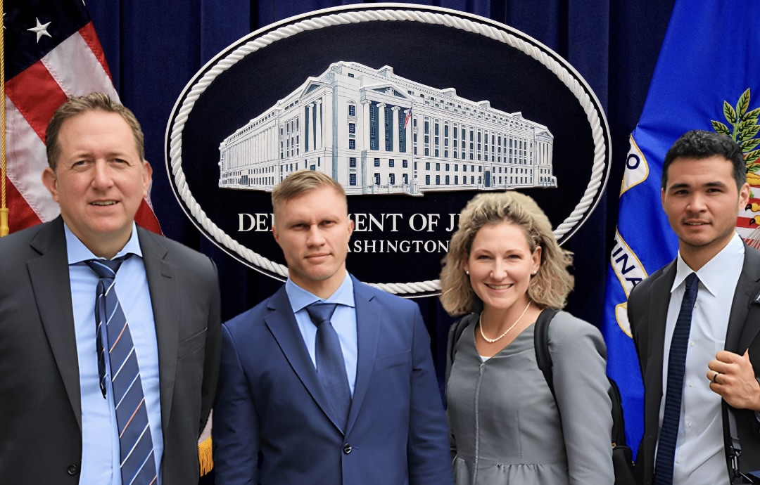 Roman Storm and legal team outside the U.S. Department of Justice building during the Tornado Cash developer prosecution case
